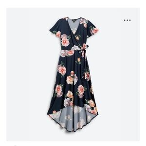 Floral Wrap Midi Dress